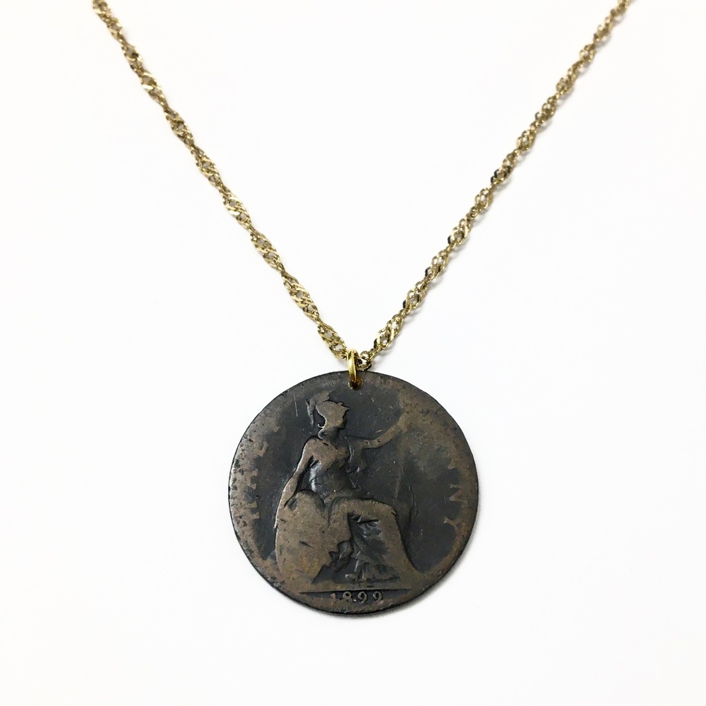 Antique 1899 Coin Necklace — 18k gold-plating